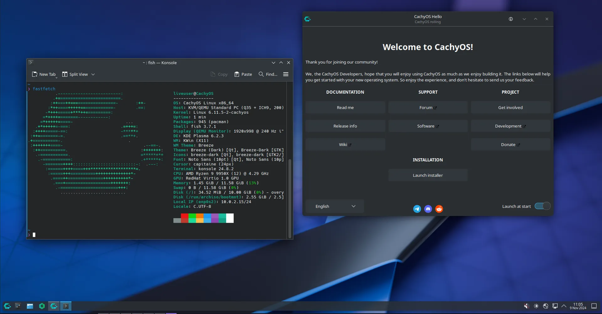 Another customized KDE layout, this time by Cachy OS.